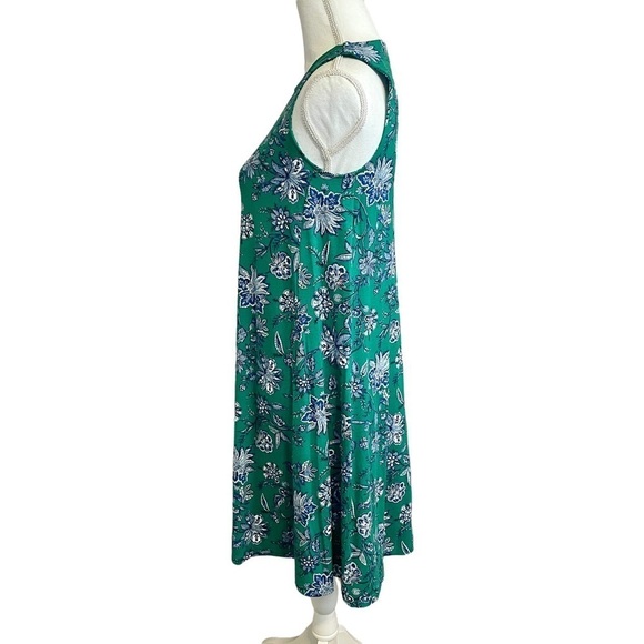 Ann Taylor LOFT Green White and Blue Floral Sleeveless Casual Swing Dress. Sz. S - Picture 3 of 10